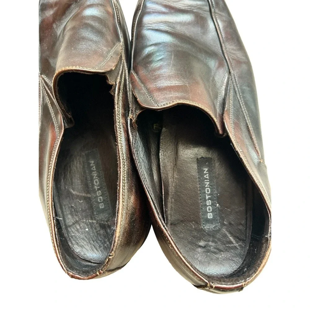 Bostonian Mens Dark Brown Leather Slip On Loafers Square Toe Dress Shoes 13M
